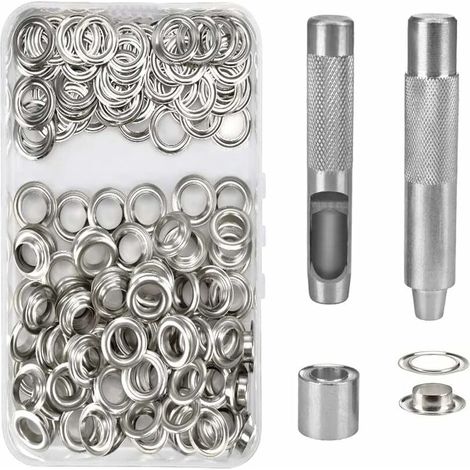 100er Set Ösenwerkzeug Metall, 14mm Ösen-kit Für Leinwand, Plane, Zeltreparatur, Silber