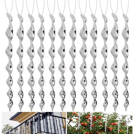 Vogelabwehr, 12 Stück 30 Cm Reflektierende Abwehrspiralen, Taubenabwehr 360 Grad, Spiralförmige Reflektierende Vogelabwehr Für Haus, Garten, Balkon Und Obstgarten
