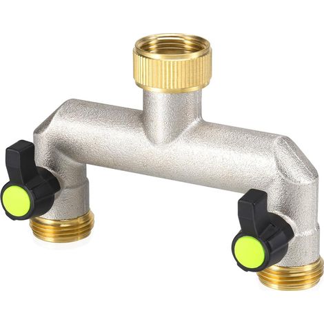 Robuster 2-wege-gartenschlauchanschluss, Außenwasserhahnverteiler Mit Absperrventil, 3/4-zoll-schlauchverbinder