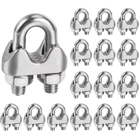 Edelstahl-kabelklemmen 6 Mm, 16 Stück Stahlseil-kabelbinder Für 6-mm-metallkabel M6 Metallkabelklemme U-klemmen Für Metallkabel Mit 6 Mm Durchmesser M6