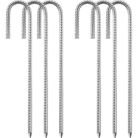 (8 Mm X 30 Cm) Stahl-zeltheringe, 6er-set J-förmige Verzinkte Befestigungshaken Für Trampolin-zelte, Campingzelte, Schaukeln Und Trampolin-abdeckungen