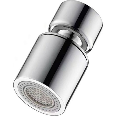 Flexibler Wasserhahnaufsatz, 360-grad-funktion, Doppelfunktion-wasserstrahlregler, 2 Strahlarten, Siebkopf, Silber
