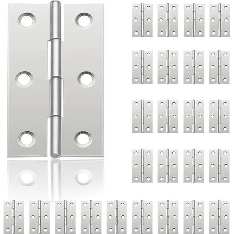 24 Stück Kleine Scharniere Für Türen, Edelstahlscharnier, Diy Türscharniere Für Schranktürn, Klavierscharnier Für Schmuckkästchen, Hausmöbel, Material, Schrank (44mm X 32mm)