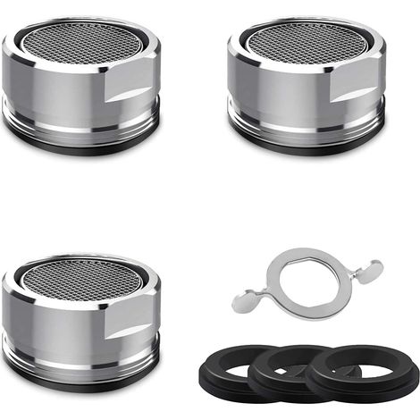Mousseur Wasserhahn M24 [3 Stück], Wasserhahnbelüfter Aus Edelstahl, Wassersparer Bubbler Für Badewanne, 3 Dichtungen Und 1 Schlüssel Für Wasserhähne