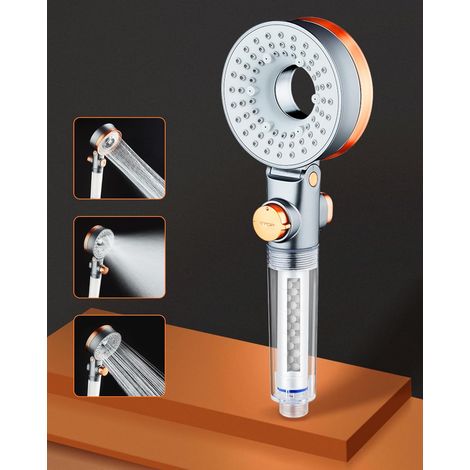 Wassersparende Duschkopf Mit 3 Strahlarten, Handbrause Mit Erhöhtem Druck Und Kalkfilter, Regenduschkopf, Wassersparender Duschkopf Mit Funktion