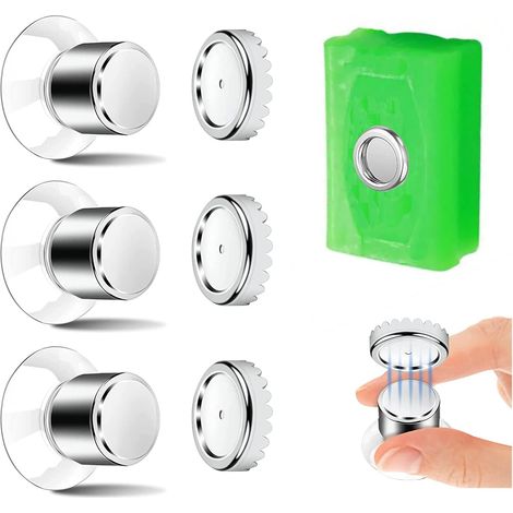 3er Set Magnetische Seifenschale Mit Saugnapf - Stabile Befestigung, Bohrfreie Duschseifenschale, Magnetisch Aus Edelstahl Für Bad Und Küche