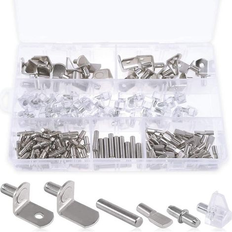 160-teiliges Regalstift-set, 6 Stile In Nickel – Pvc-regalstifte – Flache Stifte – Zylindrische L-förmige Halterungen Und Dübel Für Schränke