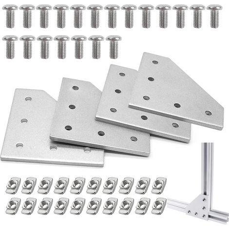 4 Stück Aluminiumprofil 40x40 - Verbindungsplatte, Schraube Und Mutter 10 Mm Serie 4040