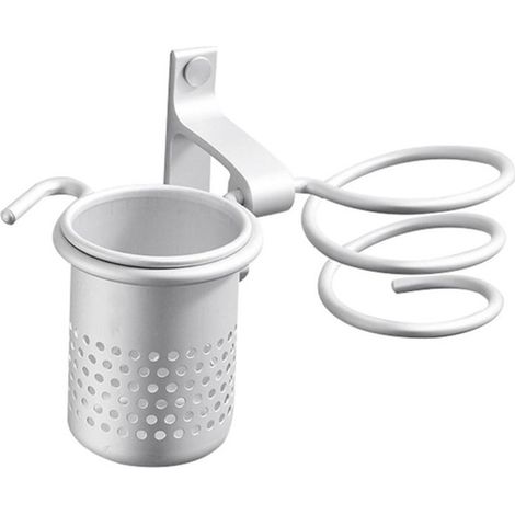 Aluminium-wandhalterung Für Haartrockner Mit Ablage Und Schraubbefestigung - Telefonhalter Kompatibel Mit Glätteisen (silber)
