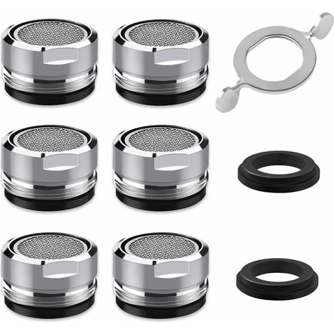 Perlator Und Strahlregler Für Wasserhahn – 6-teiliges Set M24 Perlator, Wassersparender Wasserhahnbelüfter Mit Edelstahlfilter Und Abs, Inklusive 8 Dichtungen Und Einem Verchromten Perlator-schlüssel