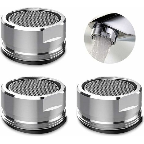 3er-set Wasserhahn-perlator Und Strahlregler, Perlator Mit Dichtung Für Küche Und Bad - Silber (außendurchmesser 24mm)