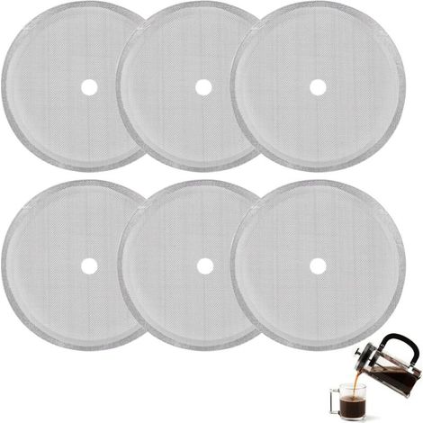 6 Ersatz-siebfilter Für 1-l-french-press, Kaffeefilter, Edelstahl-ersatzfilter Für French-press-kaffeemaschine, Für Kaffeemaschine 1000 Ml / 34 Oz / 8