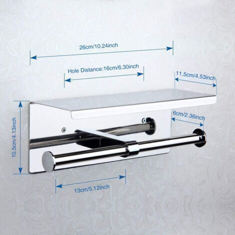 Doppelter Wand-toilettenpapierhalter – Edelstahl 304 – Telefonhalterung – Installation Ohne Bohren – Kompatibel Mit Jumbo-rollen