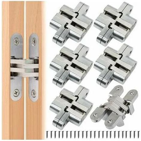 6 Stück Klappbare Verdeckte Kreuzscharniere, Unsichtbare Schließscharniere, Gebogene Schrankscharniere, Einfache Installation Von Gefalteten Stahlscharnieren Für Eckschranktüren Und Möbel