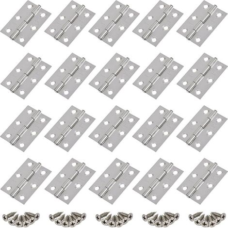 20 Stück Edelstahlscharniere, Türscharnier, Flache Faltbare Scharnierlöcher, Schubladenscharnier Für Schränke, Fensterscharnier-verbinder, Schrankscharnier Silber