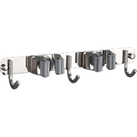 Wandhalterung Aus Edelstahl Für Besen Mit 2 Haltern Und 3 Haken, Wandorganizer Für Besen Und Wischmopps, Für Küche, Bad, Garten, Garage