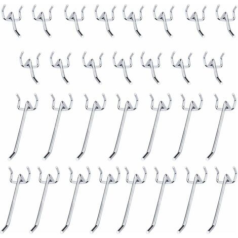 30 Stück Lochwandhaken Metall Haken Für Lochwand Zubehör - 10 Cm Und 5 Cm Einfacher Haken Set Für Garagen, Werkzeugschuppen, Werkstätten - Rapanda