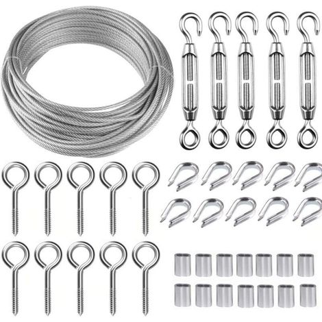 30,5 M Edelstahl-kabelset Mit Robustem M5-drahtspanner, Zaunseil-rollenset, Kabelgeländer-set, Gartendrahthspanner Für Kletterpflanzen
