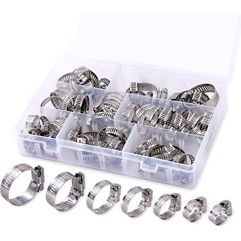 60 Verstellbare 8 Mm - 38 Mm Edelstahl-wurmschlauchklemmen-set, 7 Größen, Kraftstoffschlauchklemmen Für Schläuche, Rohre, Kraftstoffleitungen, Automobil- Und Andere Anwendungen