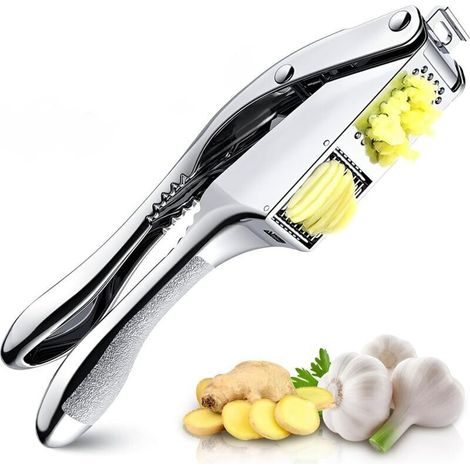 Edelstahl-knoblauchpresse, 2-in-1 Manuelle Knoblauchquetsche, Professionelle Küchen-knoblauchpresse Mit Ergonomischem Griff, Praktisch Und Leicht Zu Reinigen, Spülmaschinenfest