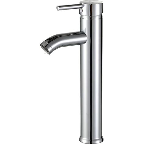 Waschbeckenarmatur, Einhebelmischer Für Waschbecken, Hohe Armatur Für Aufsatzwaschbecken Im Badezimmer, Edelstahlgehäuse, Verchromte Oberfläche, Ausgestattet Mit Zwei Schläuchen (warm- Und Kaltwasser)