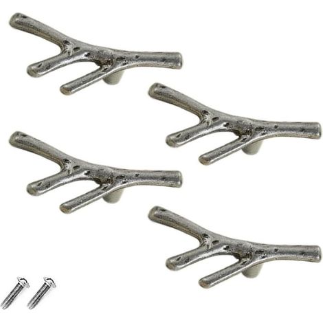 4er-set Vintage-schubladenknöpfe Aus Zinklegierung Für Schrank, Schublade, Landhaus, Chalet (ein Loch, Silber)
