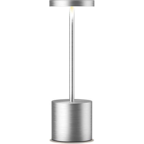 Kabellose, Wiederaufladbare Tischlampe, Tragbare Led-schreibtischlampe, Kabellose Tischbeleuchtung Mit Dimmbarem Licht In 3 Farben, Silber