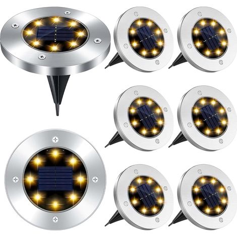 8 Stück Solarleuchten Für Außenbereich, 8er Set Wasserdichte Ip65 Bodeneinbauleuchten Für Den Garten, Einbaubare Solar-spotlights Für Gehwege, Wege, Terrassen, Höfe Und Rasenflächen
