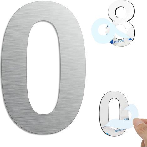 Silber (0) Moderne Gebürstete Hausnummer Für Außen, 75 Mm Selbstklebende Haustürnummer Aus Edelstahl, Hausnummernschild Und Briefkastenschild.