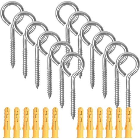 12 Stück M6×80mm Ösenschrauben Mit Spreizdübeln, Edelstahl-ösenschrauben, Selbstschneidende Ringaugenschrauben Für Innen- Und Außenaufhängungen