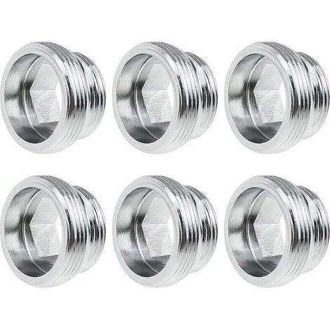 6 Stück Metall-wasserhahnadapter, Silberfarben, M20 Auf M25, Wasserhahn-luftmischer-verbinder, Außengewinde-adapter Mit Gummidichtung – Für Küchen- Und Badezimmerarmaturen
