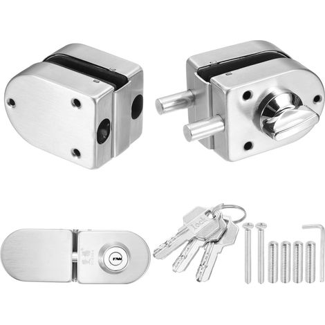 Schloss Für Glastür, Edelstahl 304 Für Rahmenlose Glastüren, Kompatibel Mit Einer Dicke Von 8 Bis 12 Mm, Innenverriegelung – Silber
