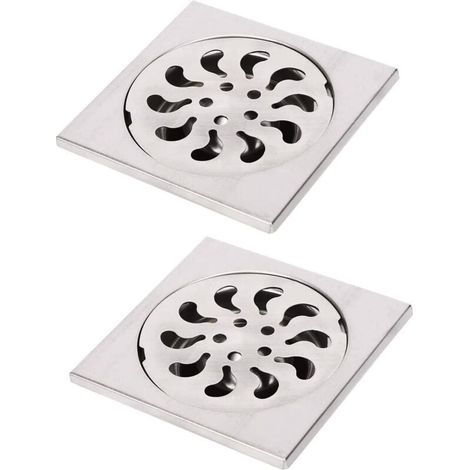 2 Stück Edelstahl-bodensiphon, Quadratischer Duschablauf Filter, Duschabfluss Haarfänger Für Badezimmer, 90x90x30mm