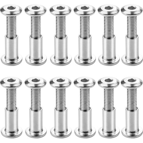 Satz Von 12 Schraubverbindungen M6 X 20 Mm, Verbindungsschrauben Mit Sechskant-innensechskantschrauben, Flachkopfschrauben Für Die Möbelverbindung Mit Hülsmutter Zum Verbinden Von Schränken Und Regale