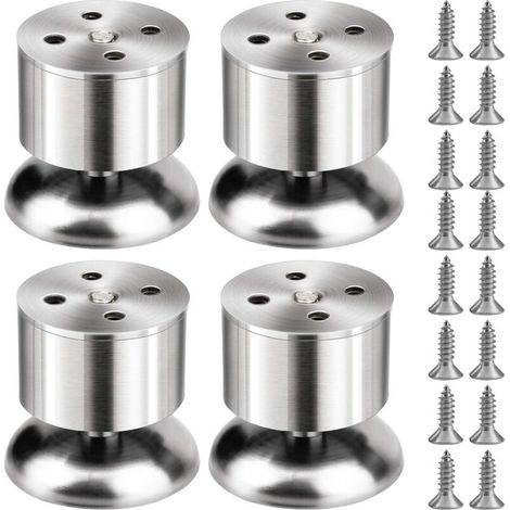 4 Stück Schrankfüße Aus Edelstahl, Verstellbare Küchenmöbelfüße Mit Schrauben (höhenverstellung Von 0 Bis 10 Mm)