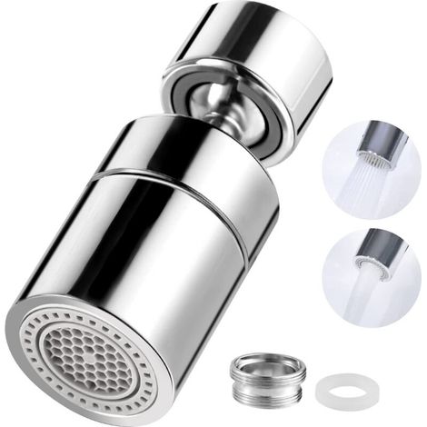 360° Drehbarer Wasserhahn-lüfter, M22/m24 Wassersparer Perlator, 2 Modi Küchenarmatur-aufsatz Mit Großem Schwenkwinkel, Verchromt