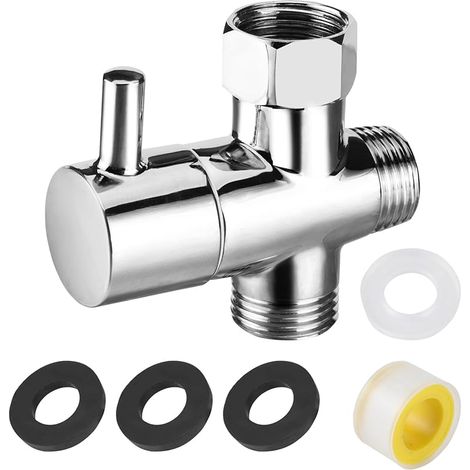 3-wege-umschaltventil G1/2" Aus Messing, Ventil, Wc-hahn, Zur Umleitung Von Badezimmerrohren, Durchflussmenge Einstellbar