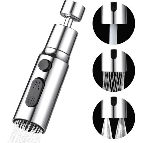 Küchenarmatur 360 Grad, 3 Modi Auslauf Mit Aerator, Drehbarer Küchenwaschtischmischer, Universeller Verstellbarer Armaturenadapter