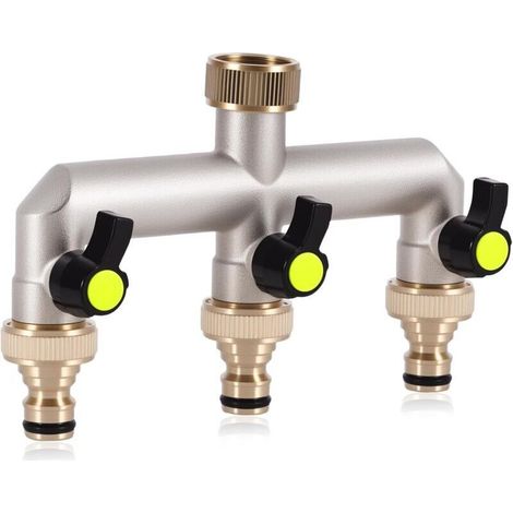 3-wege-wasserverteiler, 3-wege-verteiler, Gartenschlauchverteiler Mit 3/4-zoll-wasseranschluss, Hochfestes Messing, Geeignet Für Bewässerungscomputer