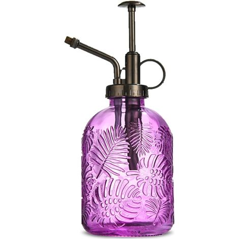 Glas Pflanzen Sprühflasche, 360 Ml Retro Mit Oberflächepumpe Gießkanne, Einhand-bewässerung Zerstäuber Vernebler Für Gartenarbeit Pflanzen, Garten, Reinigung, Alkohol - Lila