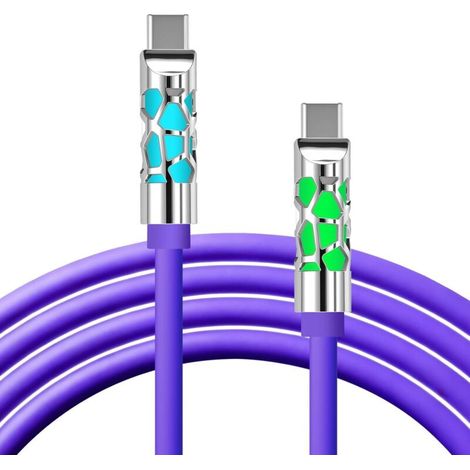 Usb-c-ladekabel, 240 W Pd – Schnelles Usb-c-auf-usb-c-ladekabel Für Iphone 17 16 15 Pro Max, Galaxy S25 S24, Switch 2, Ipad Air Pro Macbook, 1,2 M, 6 Mm Nylon, Rgb-led (lila)