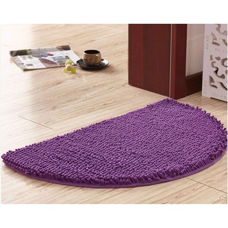 Halbkreis Badteppich, Weicher Saugfähiger Chenille-badewannenteppich Flauschig Rutschfest Halbmond-teppich Für Badewanne Maschinenwaschbar - Lila - 40 X 60 - Fei Yu