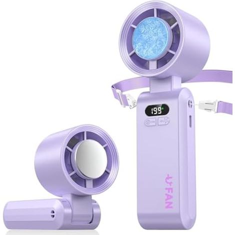 Mini Tragbarer Ventilator, Handventilator Mit 1-199 Geschwindigkeitsstufen, Kühlfunktion, Mit Led-anzeige, 5000mah Akku, Turbo-nackenventilator Für Reisen Und Outdoor, Hogar (lila)