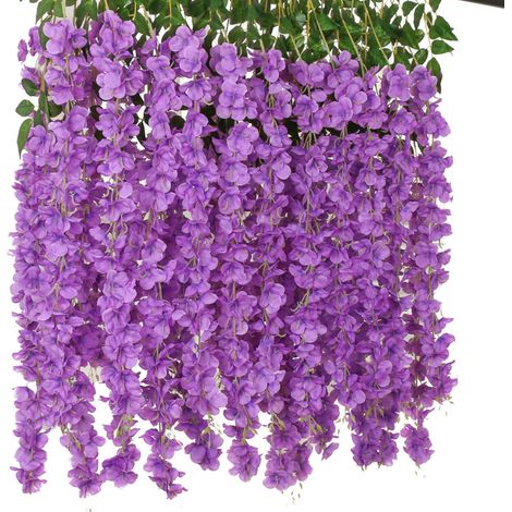 Künstliche Blumen, 24er Set, Künstliche Wisteria-ranke Aus Seide, Hängende Girlande Für Haus, Garten, Hochzeit Und Party-dekoration, Simulation Blume (24er Set, 110 Cm, Lila)