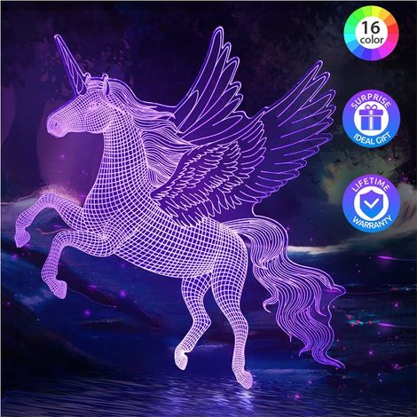 Einhorn-lampe Spielzeug Für Mädchen – Geschenkidee Weihnachten Für Mädchen 3 4 5 6 7 8 Jahre, 3d Einhorn Nachtlicht Leuchtend Zur Dekoration Des Mädchenzimmers, 16 Farbwechsel Einhorn-spiel Für Kinder