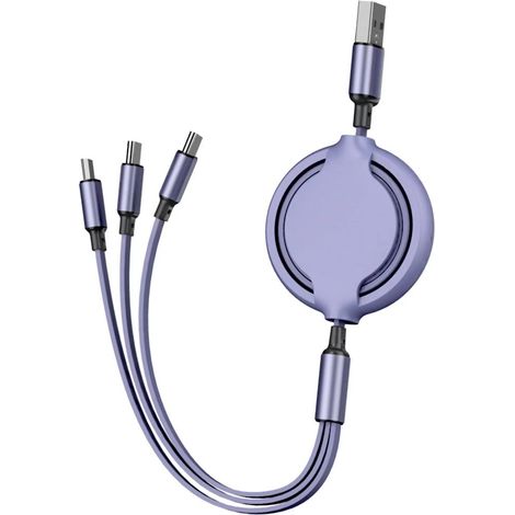 Tragbares Multifunktionales Datenkabel, 3-in-1-schnellladekabel Aus Flüssigem Silikon Für Telefone – Lila