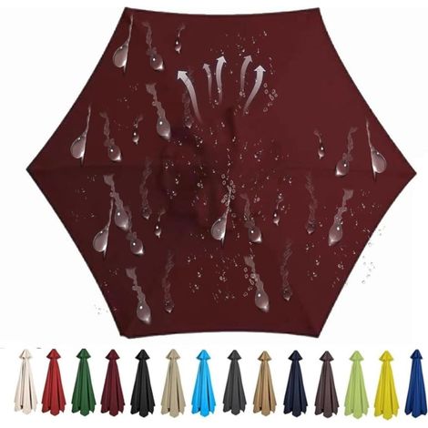 Ersatzbespannung Für Außenschirm Mit 8 Streben, Polyestergewebe (300 Cm, Bordeauxrot)