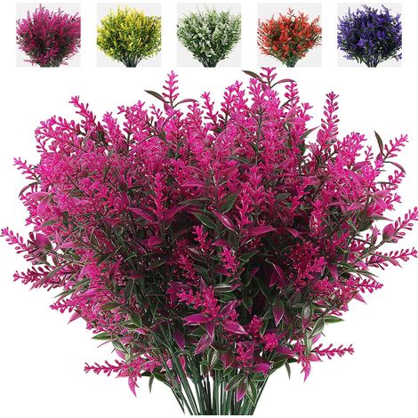 8 Sträuße Kunstblumen, Künstliche Outdoor-pflanzen, Uv-beständige Lavendel-kunstblumen, Kunststoffsträucher, Dekoration Für Innen- Und Außenbereich (lila)