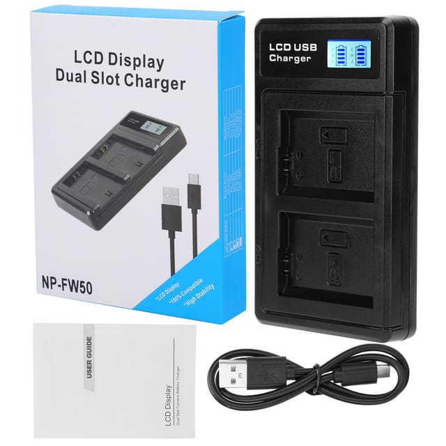 LCD-Bildschirm mit Lithium-Akku mit Dual-Ladefunktion und USB-Ladestation für NPFW50