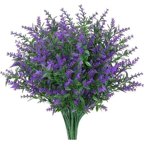 12 Stück Künstliche Lavendelpflanzen Für Innen- Und Außenbereich, Uv-beständiger Kunststoff, Falsche Blumenpflanzensträuße Für Floristik, Hochzeitsdekorationen Für Haus Und Garten, Lila